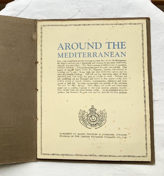 album set of 50 cigarette cards AROUND THE MEDITERRANEAN by Major Drapkin London 1926 catalogue value $282
